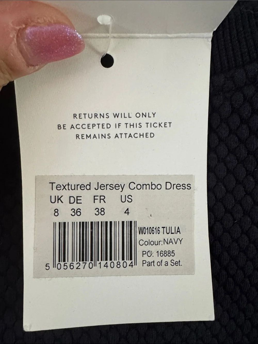 NWT Seraphine Navy Textured Cropped Sweatshirt Sz 4